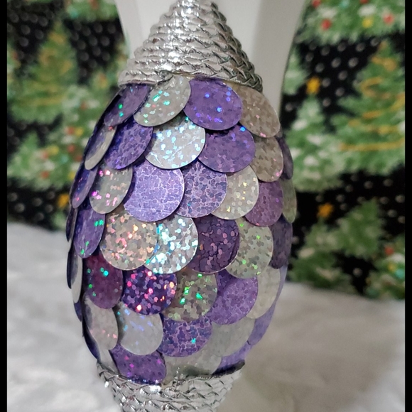 Purple & Silver iridescent ornament Bundle/save! - Picture 2 of 5